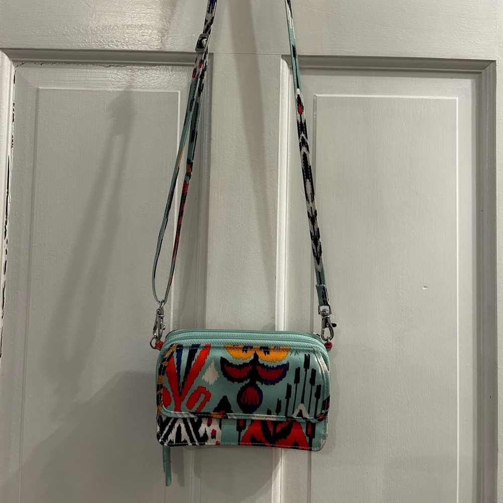 Vera Bradley Turquoise Multicolor Ikat Crossbody Bag